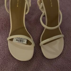 Flower Embellished Leather Mules heels